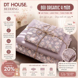[TẶNG KÈM TÚI VẢI MỘC] Bộ Chăn Ga Gối Đũi Organic Spring Họa Tiết Hoa Nhỏ Tinh Tế - Set Ga Giường Và Vỏ Chăn Đũi Cao Cấp