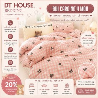 [MỞ BÁN] Set Chăn Ga Gối Đũi Hàn Thêu Nơ Bánh Bèo Hàn Quốc Bộ Vỏ Chăn Lồng Ruột Ga Giường Gối Decor Phòng Ngủ Xinh