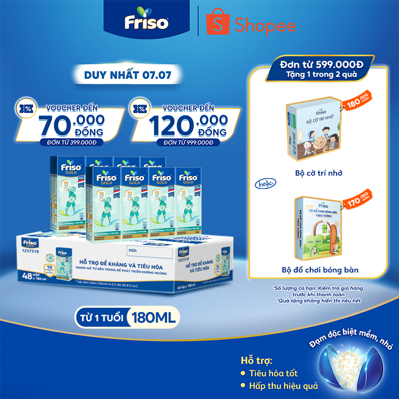 Thùng 48 hộp Sữa uống dinh dưỡng Friso Gold (180ml/hộp)