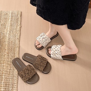 Dép Lê Quai Nhún Hoạ Tiết Chấm Bi Đế Dẻo Chống Trơn Trượt Mã L246