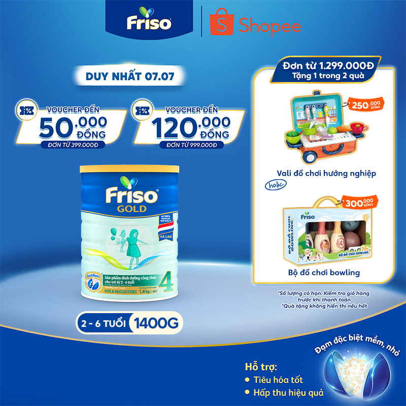 Sữa Bột Friso Gold 4 1400g (Dành Cho Trẻ Từ 2 - 6 Tuổi)