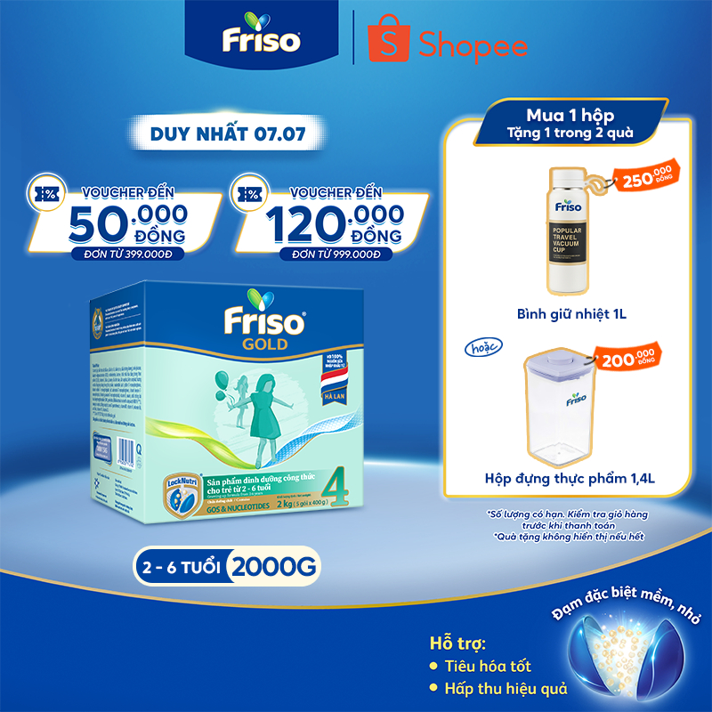 Sữa Bột Friso Gold 4 Hộp Giấy 2KG (cho bé từ 2-6 tuổi)