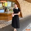 Đầm thiết kế BEMINE cổ sơ mi phối khóa kéo trước đính đá dáng chữ A phù hợp đi làm-B473