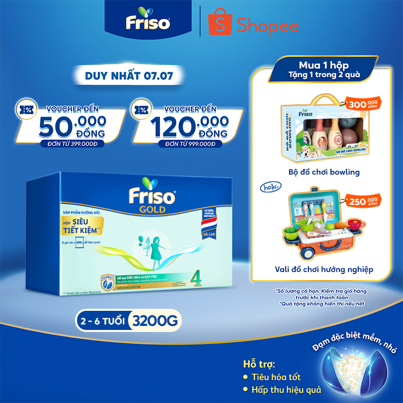 Sữa Bột Friso Gold 4 Hộp Giấy 3,2KG (cho trẻ từ 2-6 tuổi)