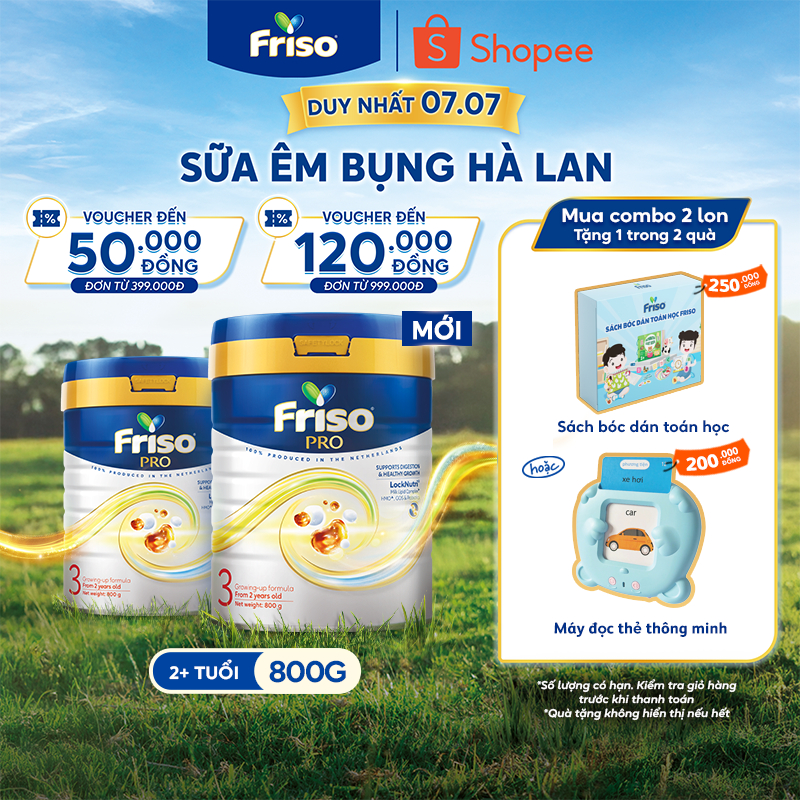 [Nhập Khẩu Hà Lan] Combo 2 Lon Sữa Bột Friso Pro 3 800G cho trẻ trên 2 tuổi