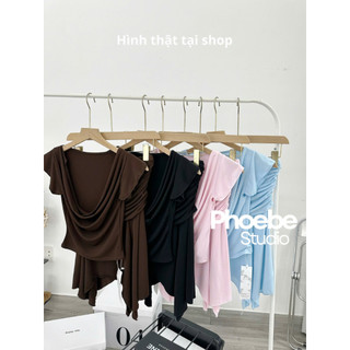 (Loại 1) Set Chân Váy Lửng + Áo Lưng Cổ Đổ - Phoebe Studio [SET0041]