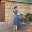 Đầm thiết kế BEMINE cổ trụ hoạ tiết chấm bi dáng chữ A phù hợp đi làm-B486