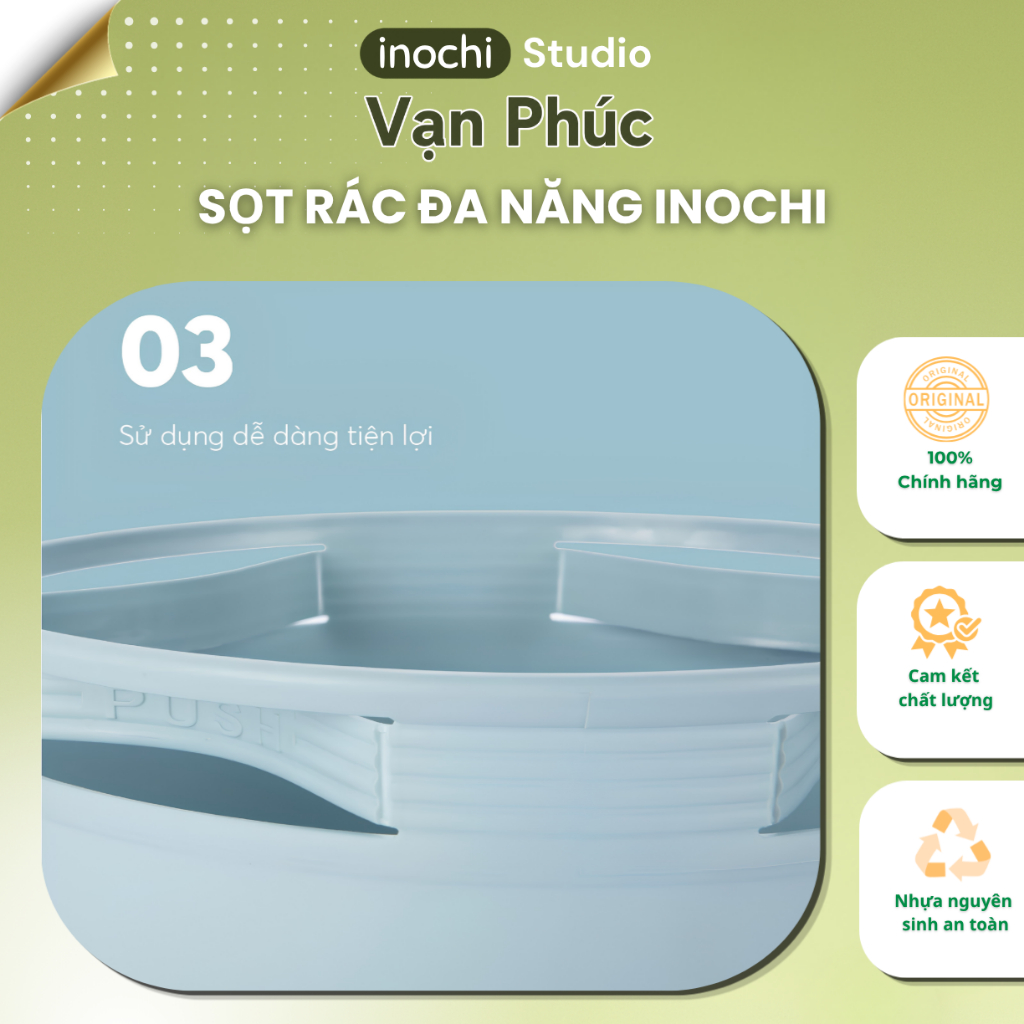 Sọt rác đa năng INOCHI thiết kế nhỏ gọn, nhựa nguyên sinh kháng khuẩn khử mùi GIAO MÀU NGẪU NHIÊN