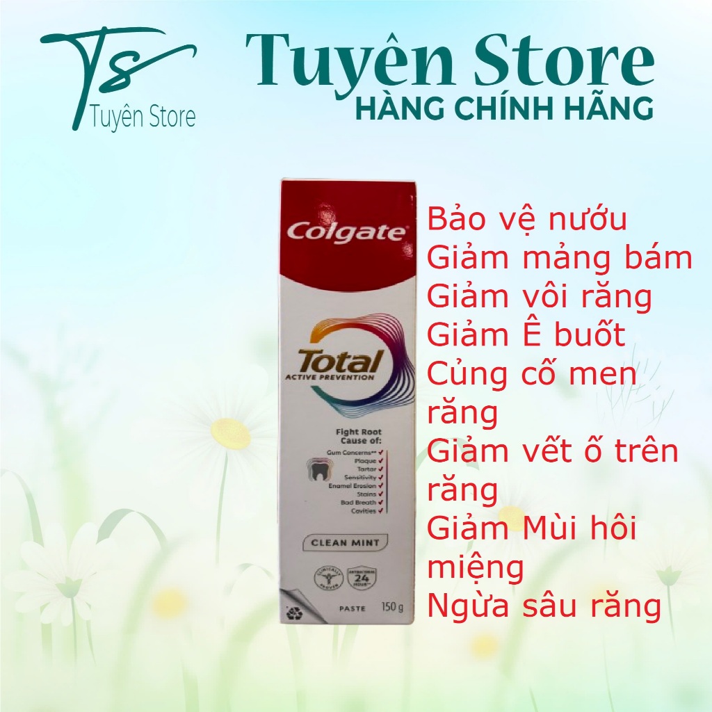 Kem đánh răng Colgate Total sạch sâu bảo vệ, ngăn ngừa 8 vấn đề răng miệng 150g/ tuýp