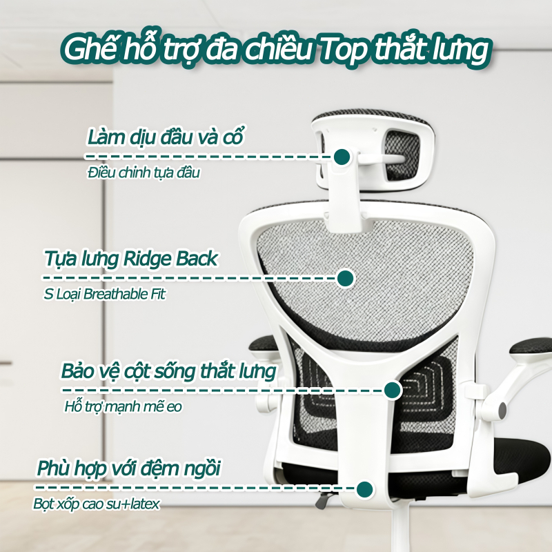 IB Ghế Văn Phòng Có Tựa Đầu Và Tay Vịn Điều Chỉnh Ghế Máy Tính Ngồi Làm Việc Thoải Mái Tiện Dụng | BigBuy360 - bigbuy360.vn