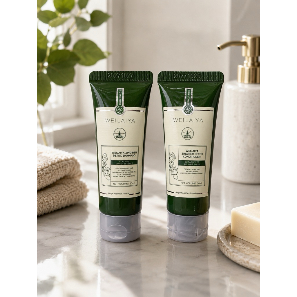 Set Mini Gội Xả Gừng Thảo Mộc Weilaiya Zingiber 20ml x2 - Bộ Gội Xả Du Lịch Ngừa Rụng Tóc,Chính Hãng