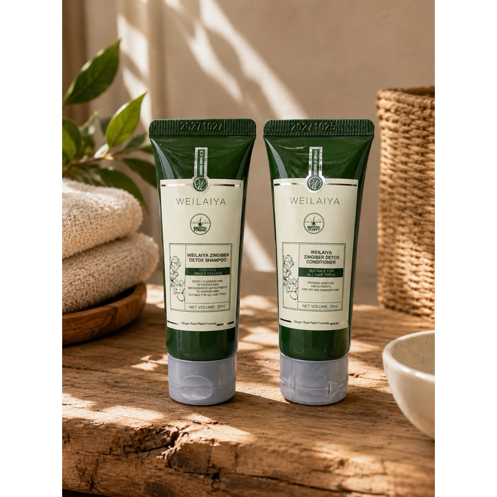 Set Mini Gội Xả Gừng Thảo Mộc Weilaiya Zingiber 20ml x2 - Bộ Gội Xả Du Lịch Ngừa Rụng Tóc,Chính Hãng