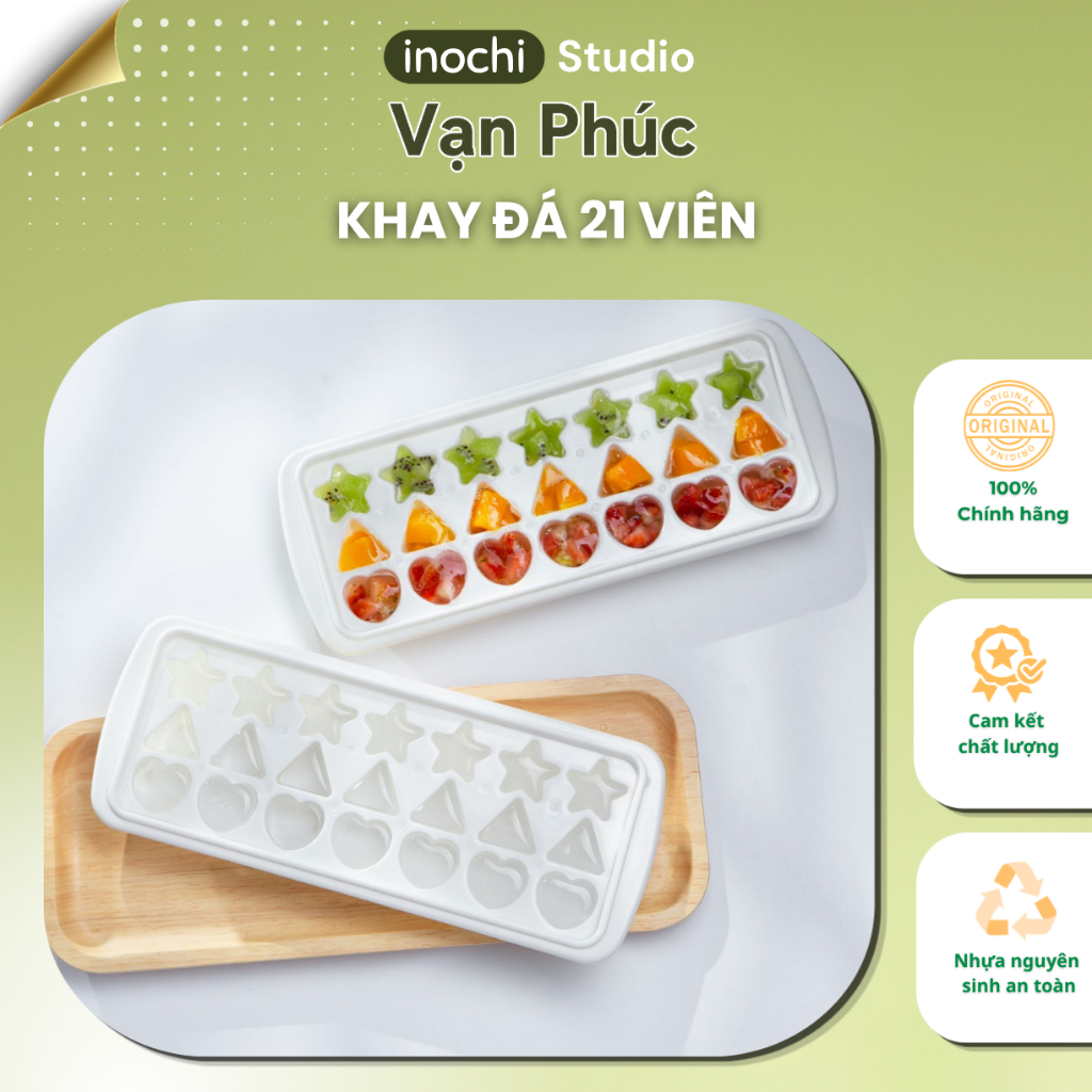 Khay làm đá Kari Inochi 5, 10, 12, 21, 84 Viên. Không giòn gãy, bền đẹp hiện đại, nắp đậy tiện lợi inochi store hcm