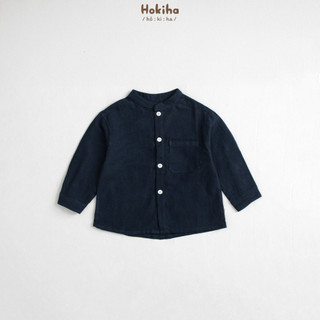 Áo Sơ Mi Cổ Tròn Phối Túi Trước Ngực Dài Tay Cho Bé Hokiha Vải Linen Đứng Form, Thoáng mát Size Từ 8-17kg A60