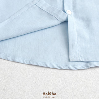 Áo Sơ Mi Cổ Tròn Phối Túi Trước Ngực Dài Tay Cho Bé Hokiha Vải Linen Đứng Form, Thoáng mát Size Từ 8-17kg A60