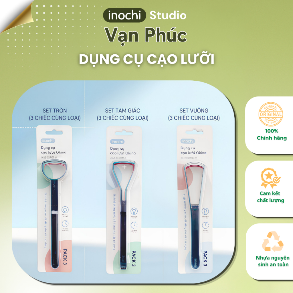 Dụng cụ vệ sinh lưỡi Inochi, dao nạo lưỡi, ngăn ngừa vi khuẩn giúp giảm hôi miệng, inochi store hcm
