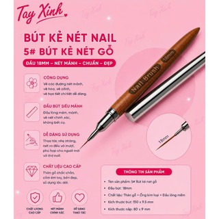 Bút Kẻ Nét Nail Cán Gỗ Cao Cấp 6mm 9mm 12mm 15mm 18mm - Cọ Vẽ Hoa, Kẻ Line, Vẽ Gel Nail Chuyên Nghiệp