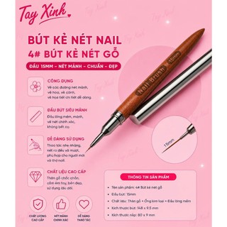 Bút Kẻ Nét Nail Cán Gỗ Cao Cấp 6mm 9mm 12mm 15mm 18mm - Cọ Vẽ Hoa, Kẻ Line, Vẽ Gel Nail Chuyên Nghiệp