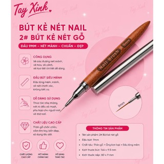 Bút Kẻ Nét Nail Cán Gỗ Cao Cấp 6mm 9mm 12mm 15mm 18mm - Cọ Vẽ Hoa, Kẻ Line, Vẽ Gel Nail Chuyên Nghiệp