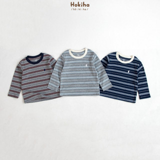 Áo Thun Dài Tay Kẻ Ngang Thêu Gấu Đáng Yêu Cho Bé Hokiha Vải Cotton Mềm Mịn, Thoáng mát Size Từ 8-17kg A120