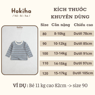 Áo Thun Dài Tay Kẻ Ngang Thêu Gấu Đáng Yêu Cho Bé Hokiha Vải Cotton Mềm Mịn, Thoáng mát Size Từ 8-17kg A120