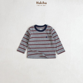 Áo Thun Dài Tay Kẻ Ngang Thêu Gấu Đáng Yêu Cho Bé Hokiha Vải Cotton Mềm Mịn, Thoáng mát Size Từ 8-17kg A120