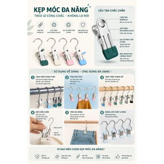 KẸP MÓC ĐA NĂNG INOX | COMBO 10 CÁI | KẸP TREO QUẦN ÁO KHĂN TẤT | KẸP PHƠI ĐỒ TIỆN LỢI CHỐNG GỈ