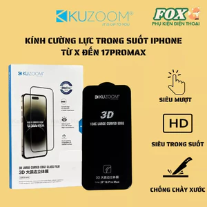 Kính cường lực Kuzoom trong suốt cho IPhone 17Promax Pro Air 11 12 13 14 15 16 Promax Pro Plus