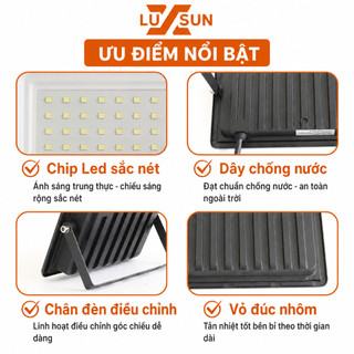 Đèn Pha LED LUXSUN 100W 150W 200W 300W 400W 500W IP66 Siêu Sáng Chống Nước Sân Vườn Sân Bóng Bảo Hành 12 Tháng