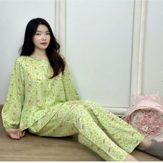 [S5- 2] Đồ Bộ Ngủ Vải Tole Lanh Tay dài quần dài, Tay Raglan, có nút kiểu Pijama