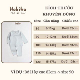 Bộ Quần Áo Dài Tay Cotton Trơn Cho Bé Trai Bé Gái Hokiha Vải Cotton Mềm Mịn, Thoáng mát Size Từ 8-17kg B125