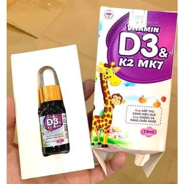 Dung dịch uống Aquadreim K2 + D3 Vitamin D3 & K2 Mk7 bổ sung canxi giúp xương và răng chắc khỏe giảm còi xương loãng xuo