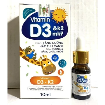 Dung dịch uống Aquadreim K2 + D3 Vitamin D3 & K2 Mk7 giúp hấp thụ canxi hiệu quả xương và răng chắc khỏe, giảm còi xương