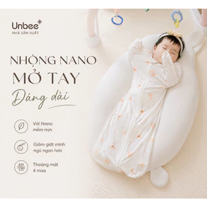 Nhộng Chũn Unbee Thông Hơi Mở Tay Phủ Nano Ag+Thoáng Khí , Kháng Khuẩn Thấm Hút Mồ Hôi, Chống Rôm Sảy Giảm Giật Mình