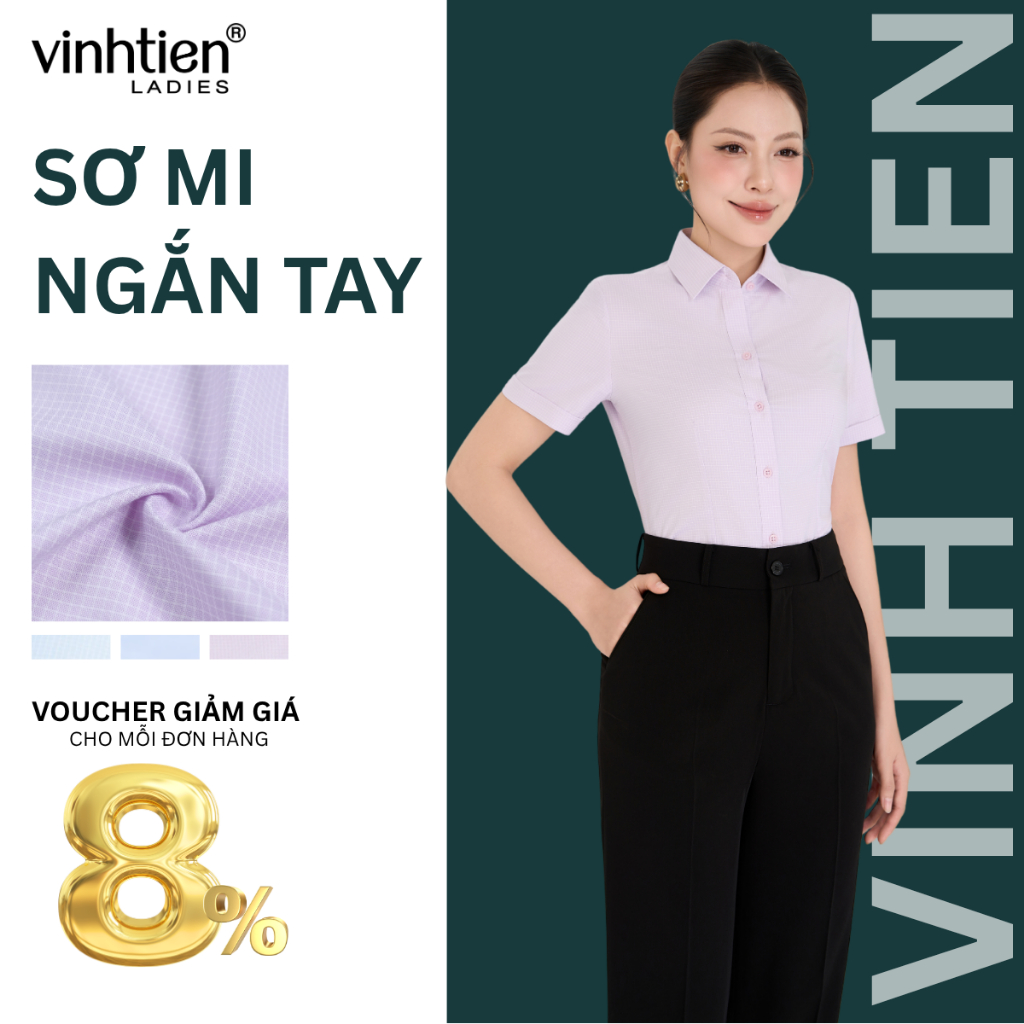 Áo Sơ Mi Ngắn Tay Vĩnh Tiến Ladies Chất Liệu Bamboo Mềm Mại, Mặc Thoáng Mát - GTB 379