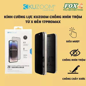 Kính cường lực Kuzoom chống nhìn trộm cho IPhone 17Promax Pro Air 11 12 13 14 15 16Promax Pro Plus