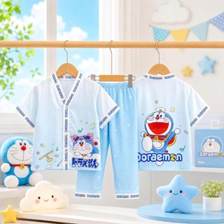 SK888 - Bộ Pijama Quần Dài Chất Lụa Họa Tiết Đáng Yêu Cho Bé Gái
