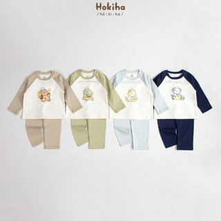 Bộ Quần Áo Dài Tay Raplang In Hình Cho Bé Trai Bé Gái Hokiha Vải Cotton Mềm Mịn, Thoáng mát Size Từ 8-17kg B129