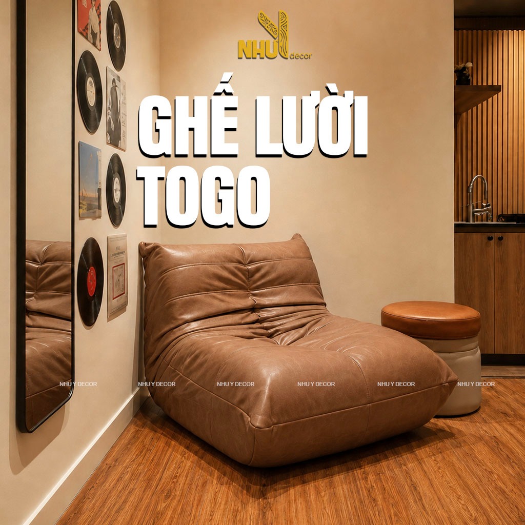 Ghế Lười Togo Da Cao Cấp Size Lớn NHU Y DECOR, Sofa Lười Decor Homestay Khách Sạn, Ghế Thư Giãn Phòng Ngủ Phòng Khách