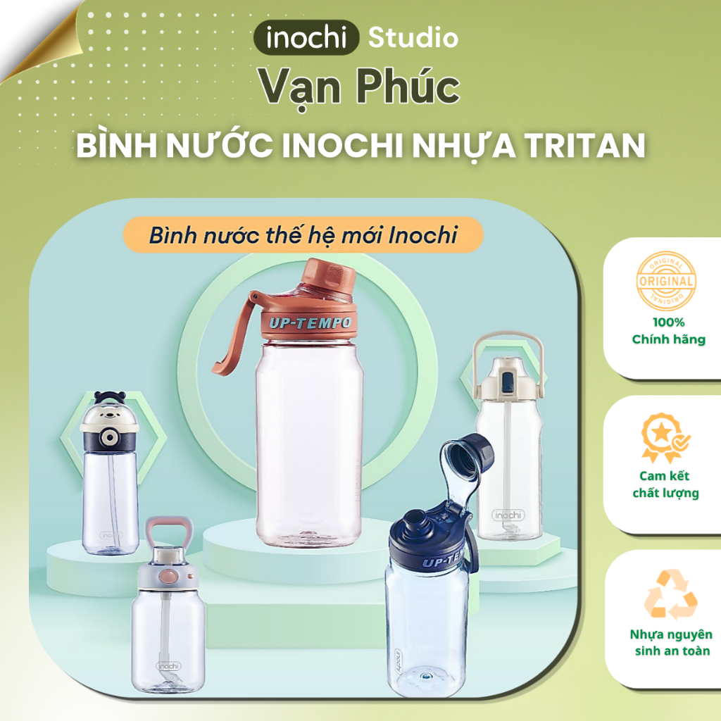 Bình nước inochi, nhựa tritan cứng cáp không gây hại cho sức khỏe bình nước thể thao nhiều dung tích
