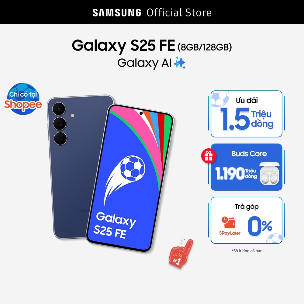 Combo Độc Quyền: Điện Thoại Samsung Galaxy S25 FE 128GB + Tai Nghe Samsung Galaxy Buds Core