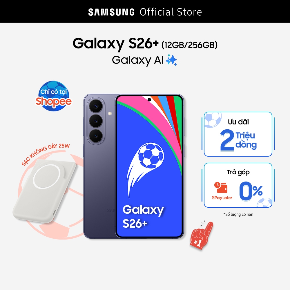 Điện thoại Samsung Galaxy S26+, 12GB/256GB, Customized AP, AI Phone, Photo Assist, Creative Studio, 50MP Camera, 4900mAh
