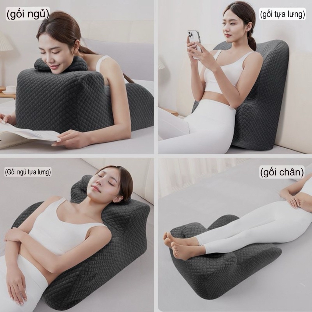 Gối ngủ nằm sấp chống trào ngược dạ dày đệm tựa lưng gác chân cao su non vỏ tháo rời