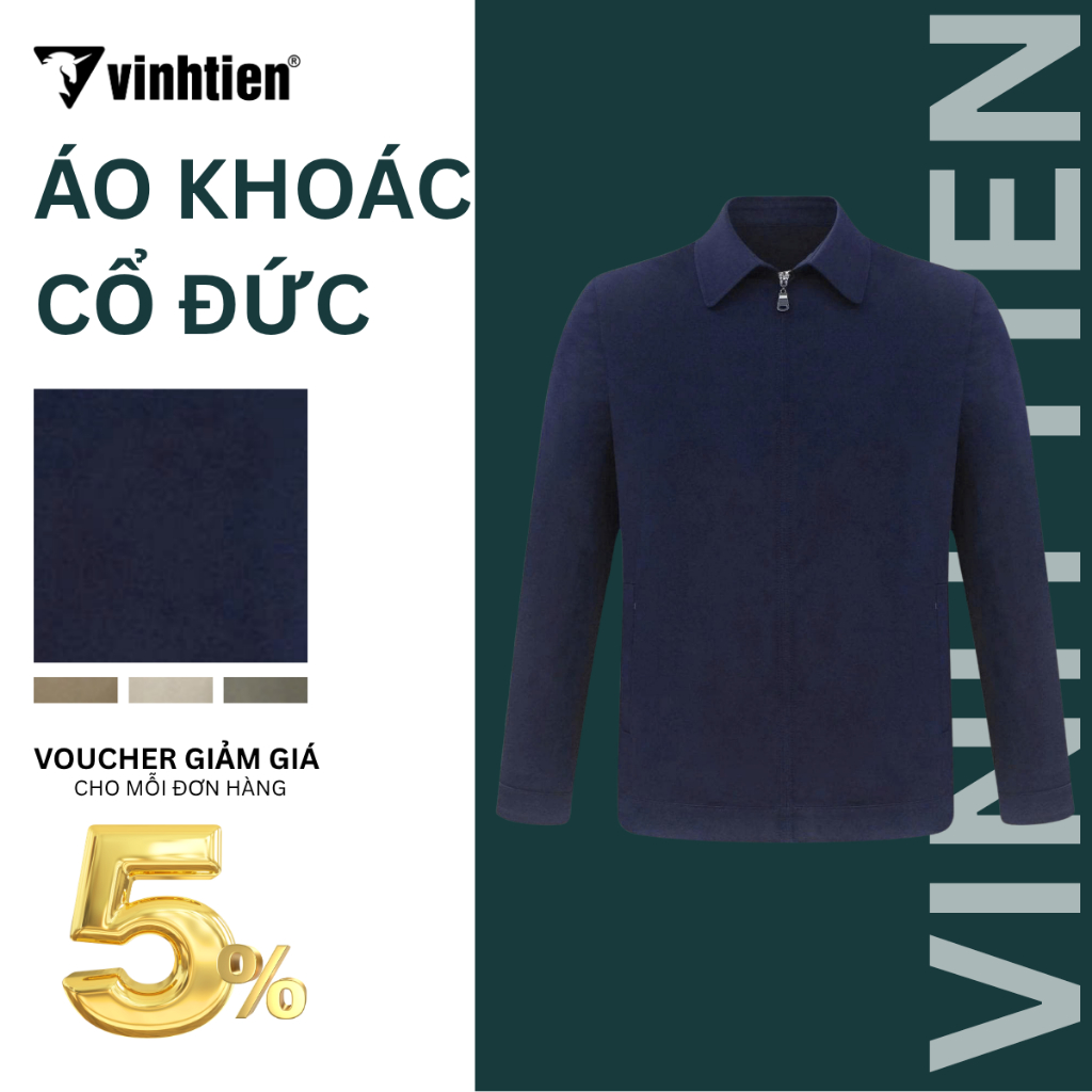 Áo Khoác Jacket Nam Vĩnh Tiến 2 Lớp Cổ Đức Chống Gió, Giữ Ấm, Sang Trọng Lịch Lãm - 990 JC6