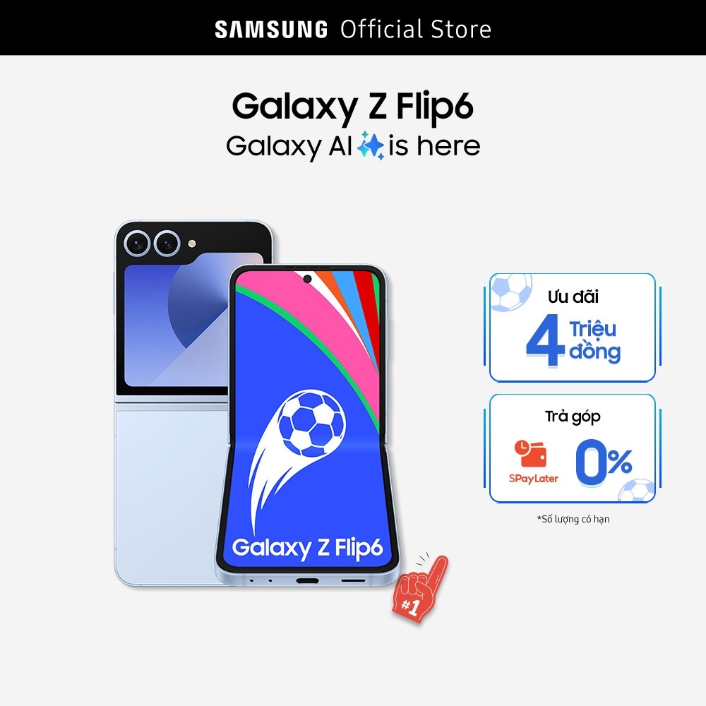 [Mã của shop ELSSB6Q6 Giảm 3M] Điện thoại Samsung Galaxy Z Flip6, điện thoại AI, 256GB, pin lớn nhất, Flexcam 50MP