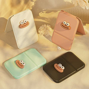 Gương trang điểm để bàn gấp gọn bọc da PU cao cấp mini tiện lợi MUN STORE GUONGDA195