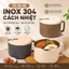 Tô ăn mì inox 304 cách nhiệt có nắp đậy kiểu Nhật tiện dụng 1100/1700ml