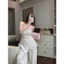 Set Áo cup ngực ren thêu hoa nổi dáng peplum xoè nhẹ kèm quần suông dài ống rộng style tiểu thư thanh lịch quý phái
