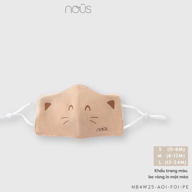 FORM RỘNG - Phụ Kiện Nous Baby Khẩu trang vải cho bé kháng khuẩn, chống bụi, chống tia UV cho bé dưới