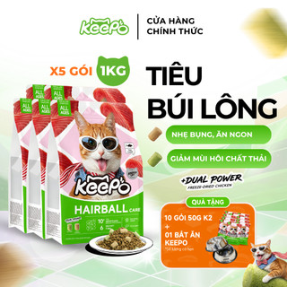 [MUA 5 TẶNG 10] Hạt Mèo Keepo K2 Combo 5 Gói 1KG Tiêu Giảm búi lông, Khử mùi hôi, Tiêu hóa khỏe